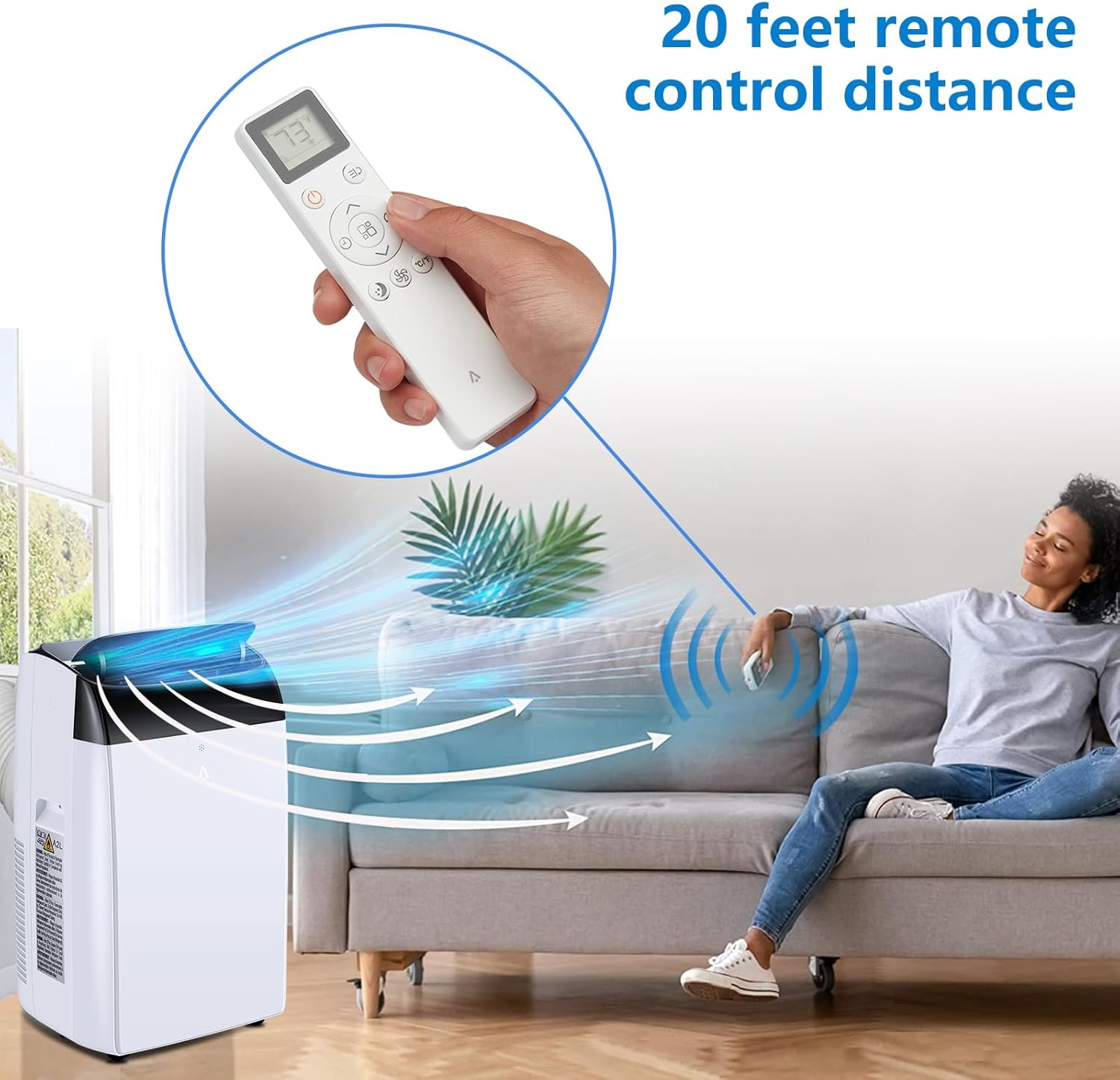 12000Btu Portable Air Conditioner with LCD Display Remote Control, Cooling Up to 550 sq.ft.3 in 1 AC Cooling, Dehumidifier, Fan for Bedroom, Office