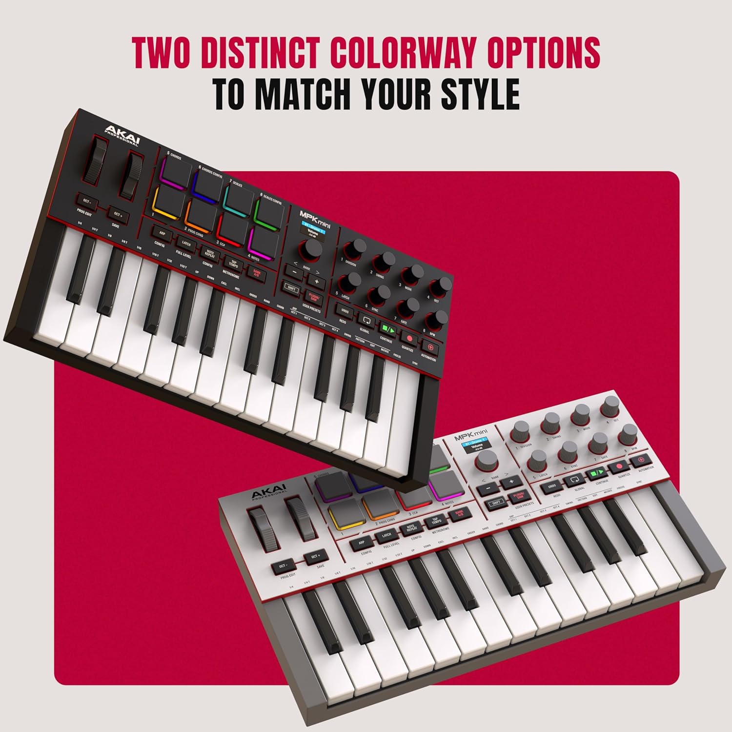 Akai Professional MPK Mini IV USB-C MIDI Keyboard Controller for Beginners and Producers - MPC Drum Pads, 360° Knobs, Pitch and Mod Wheels, Production Software, Native Instruments Sound Package, Grey