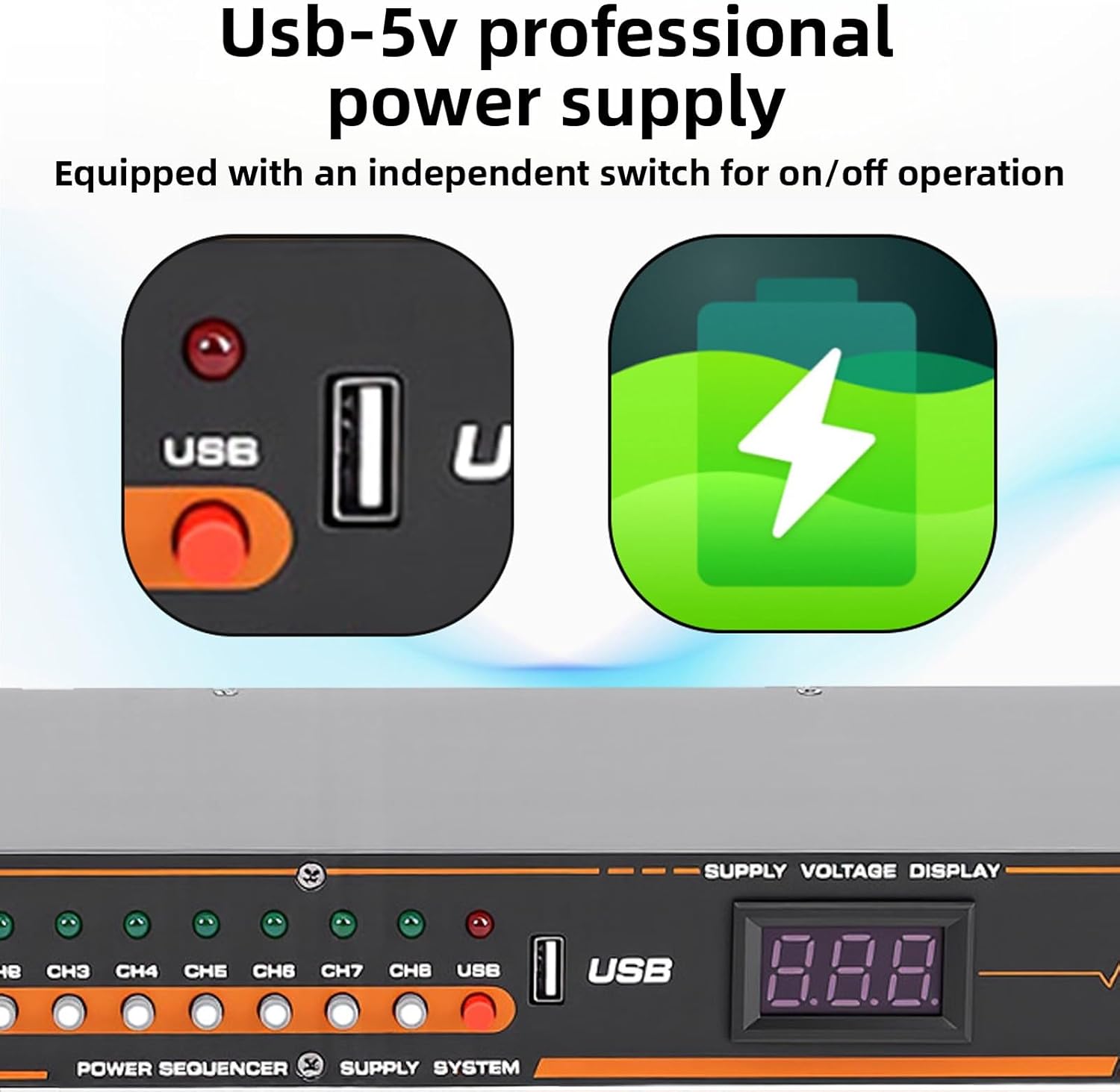 10 Outlet Power Sequencer Conditioner, Audio Digital Power Supply Controller Regulator with Voltage Readout & Surge Protector, for Home Theater Stage Studio Use (US Plug)