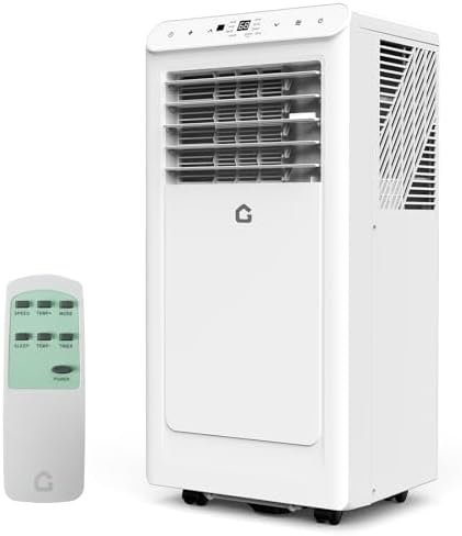 10,000 BTUs Portable Air Conditioner, Cools Room up to 450sq.ft., AC Unit for Bedroom with Built-in Dehumidifier, Fan, Remote Control, Sleep Mode, 24H Timer