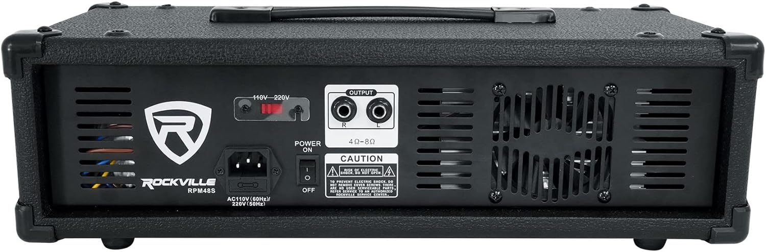 Rockville RPM48S 2000W Powered 4 Channel Mixer/Stereo Amplifier, Bluetooth, 3-Band EQ, USB/SD Inputs, for DJs and Live Events