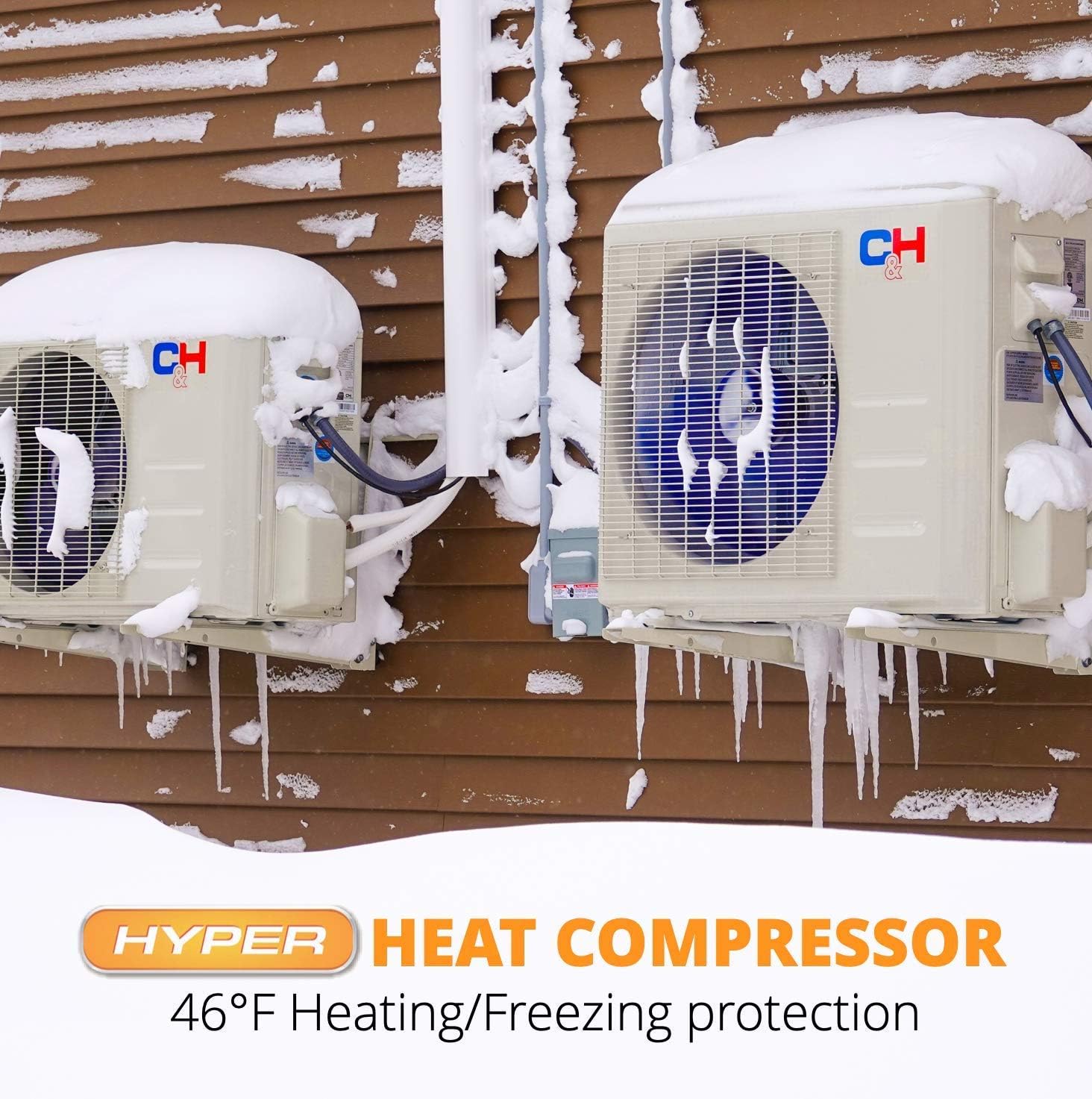 Cooper&Hunter Hyper Heat -22F Dual 2 Zone 12,000 BTU + 12,000 BTU Ductless Mini Split Heat Pump Air Conditioner System 230V Full Set with Two 25FT Installation Kits