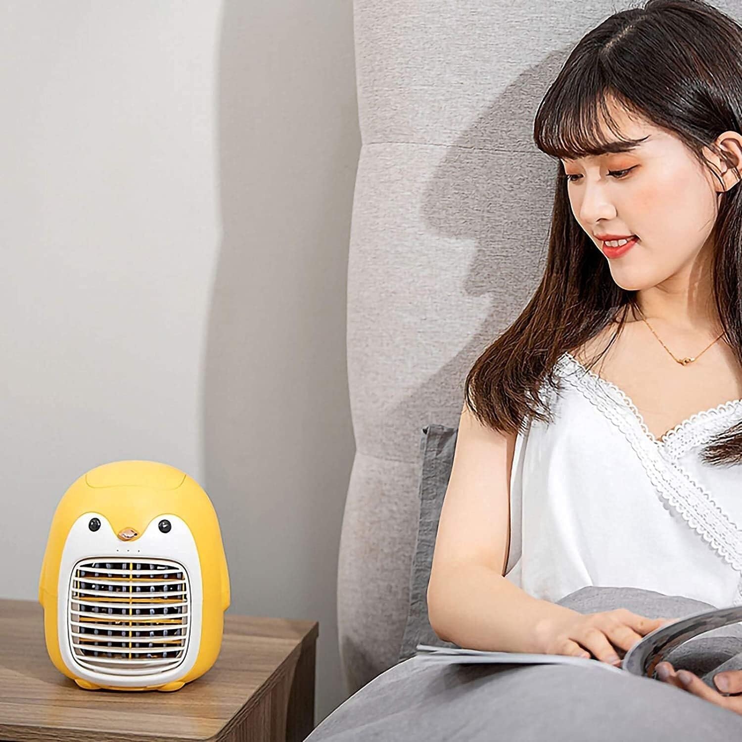 Portable Air Conditioner, Personal Air Cooler, 2000mAh USB Rechargeable Mini Cooling Fan, Humidifier with 3 Wind Speeds