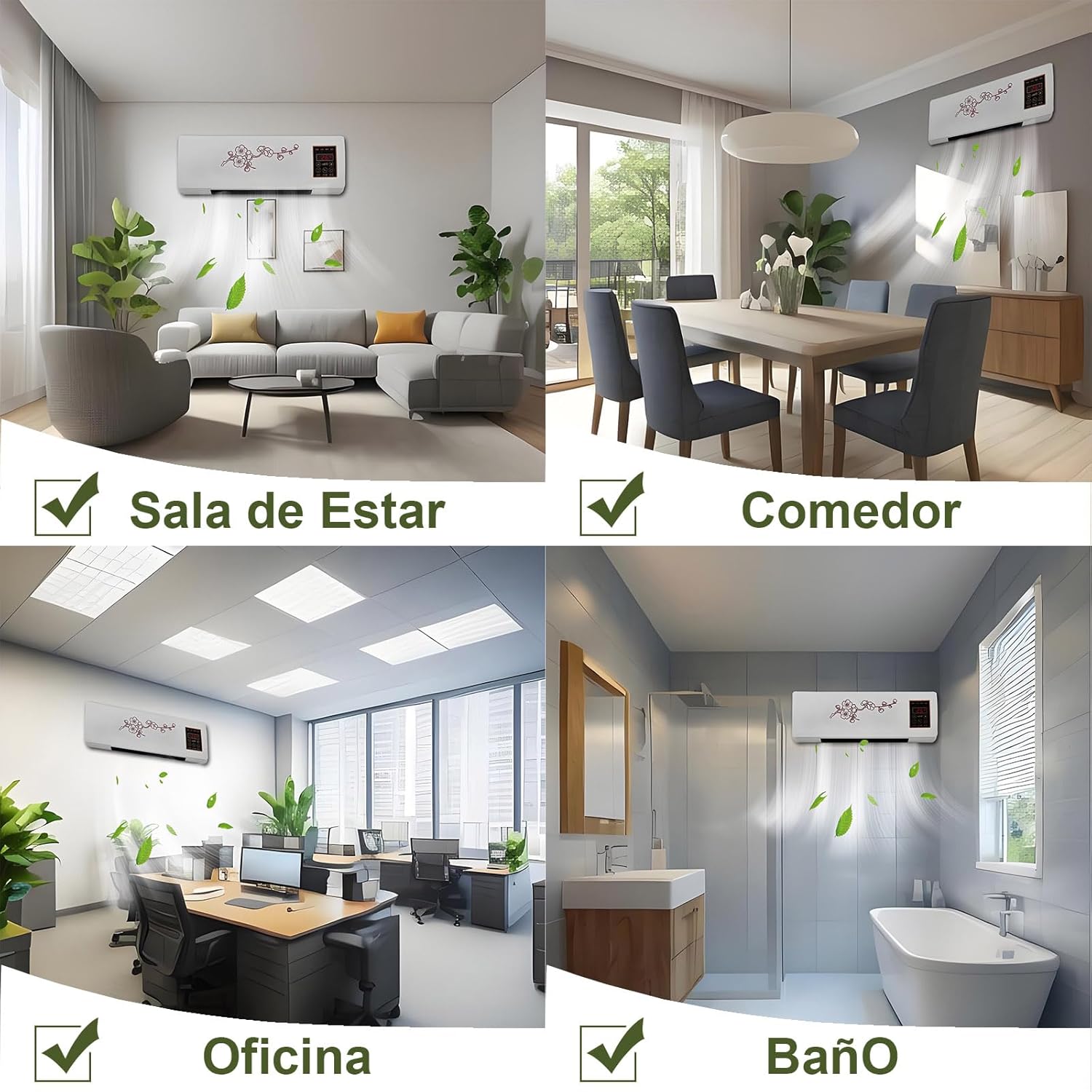 Enchantia Wall Mounted Air Conditioner, Cooling and Heating Portable Air Conditioning Split Max With Remote Control and Digital Display Screen, Wall-Mounted 2-In-1 Mini Split Thermostat