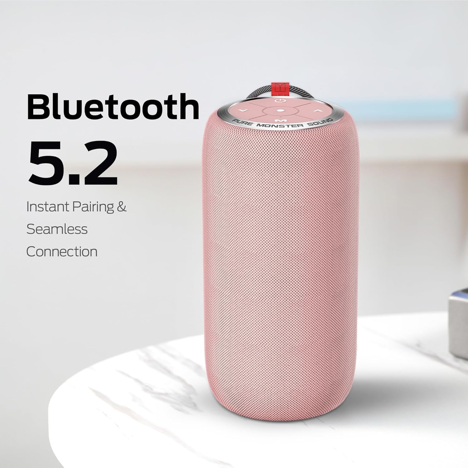 Monster S310 Upgraded Bluetooth Speaker, 30W Portable Speaker, 360° Stereo Sound with Punchy bass, TWS Pairing, IPX6 Waterproof, Bluetooth 5.2, 24H Playtime, Perfect for Home, Outdoor, Beach, Pink