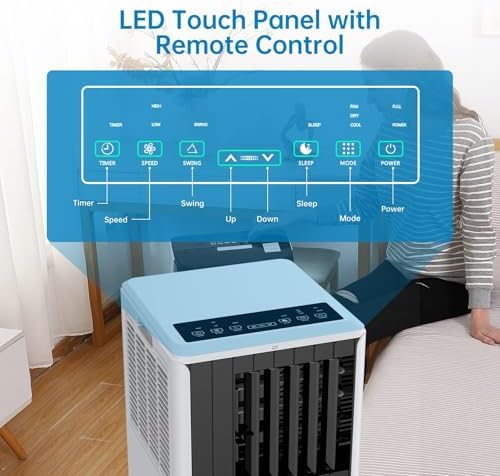 Ultra-Quiet 3-in-1 Air Conditioner with Dehumidifier & Fan for Room Cooling Up to 350 Sq.Ft, Energy Efficient with Remote Control