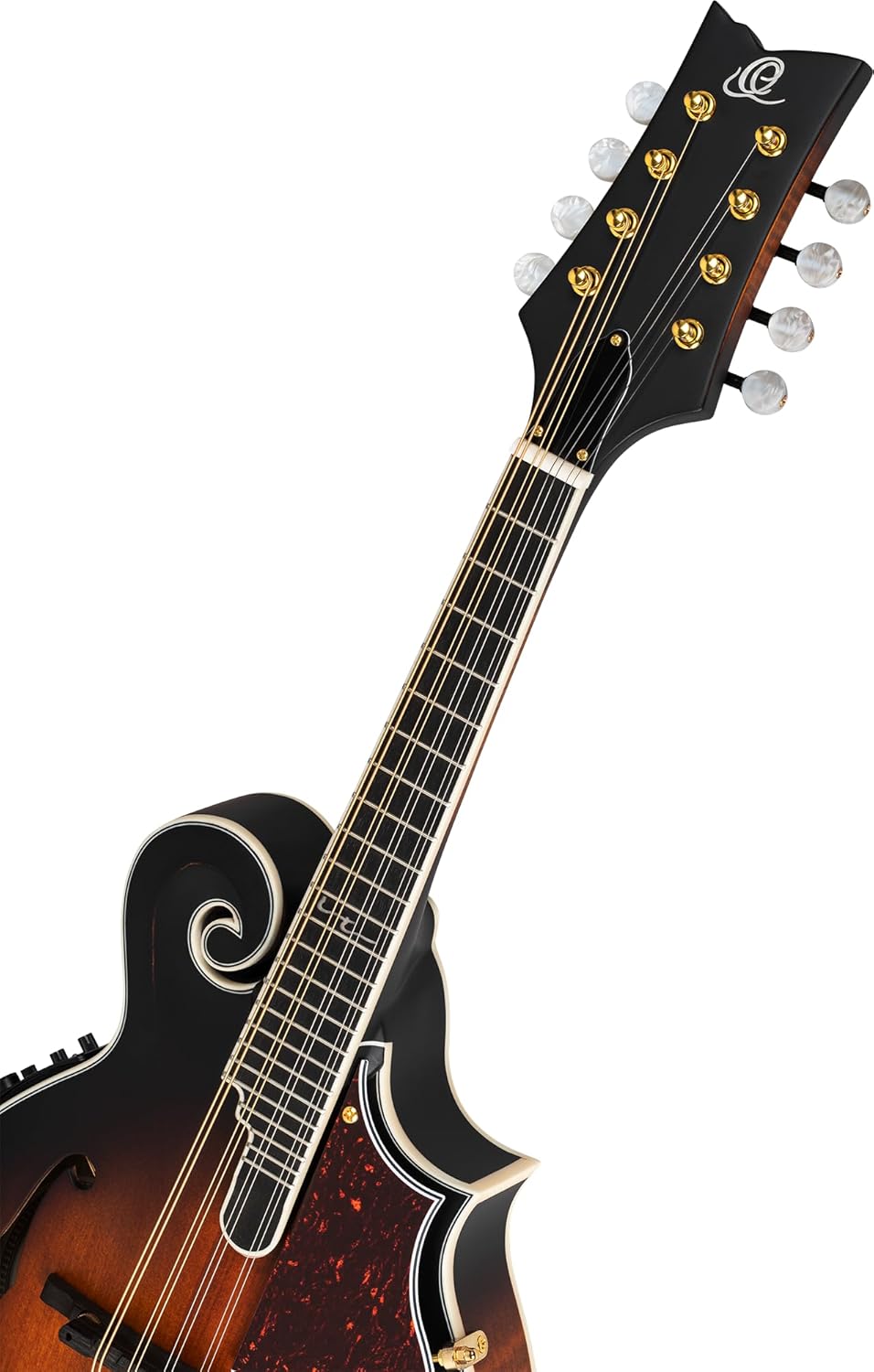 Ortega Guitars, 8-String F-Style Series All Solid Acoustic-Electric Mandolin w/Bag, Right, Gold (RMFE100AVO)