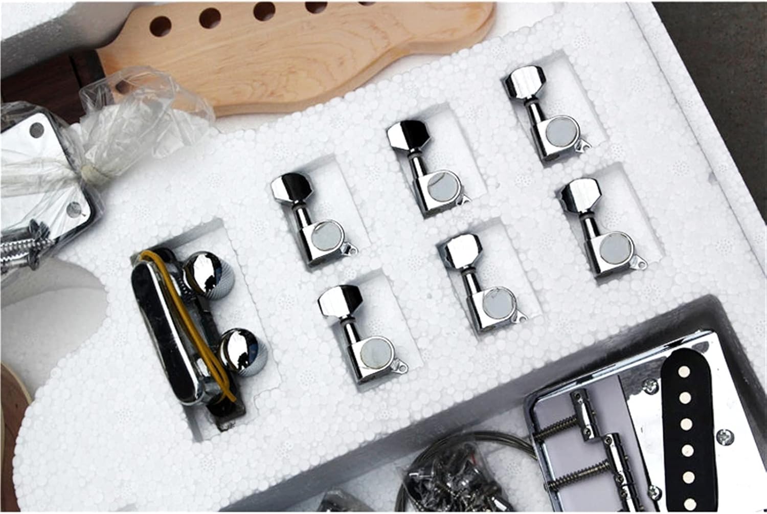 TSTS 6-String Electric Guitar Semi-Finished Products with A Full Set of Accessories Self-Assembly Unfinished Electric Guitar Kit