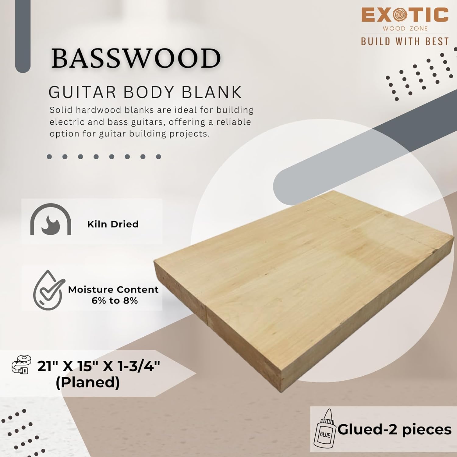 Exotic Wood Zone | Basswood Electric/Bass Musical Guitar Body Blanks | Luither Tonewood Suppliers | 21