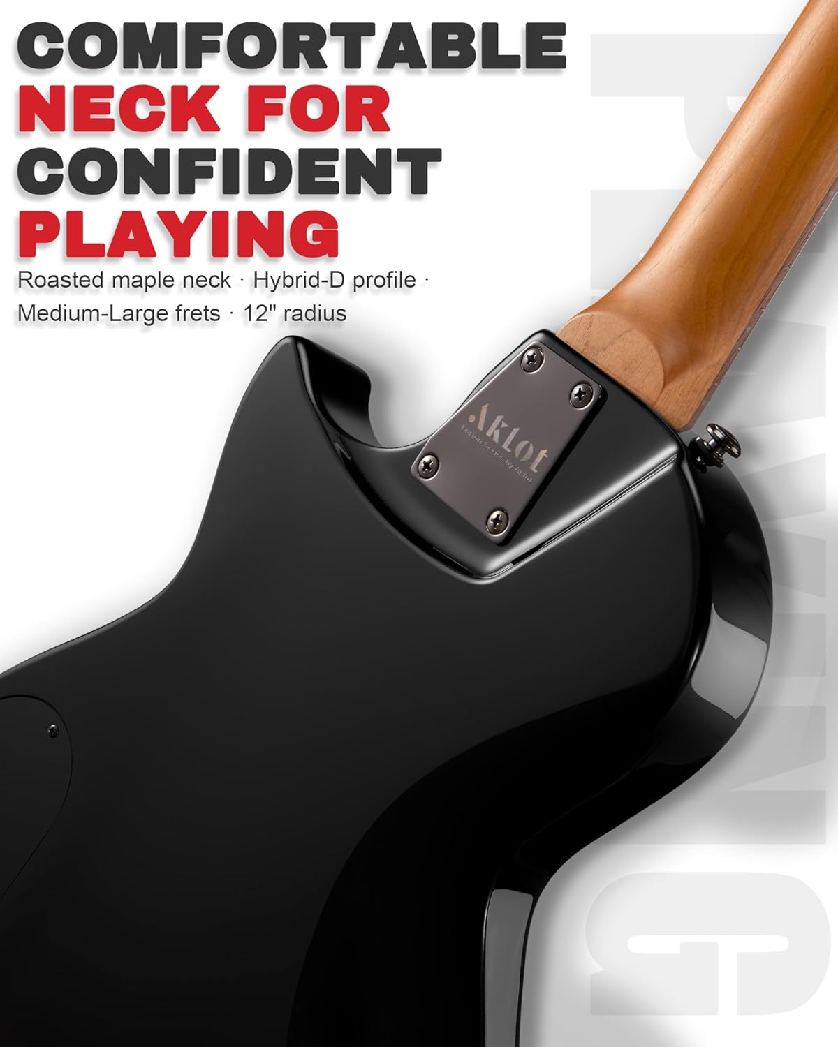 AKLOT 24-Fret Electric Guitar Kit – Single Cut (LP Style), Modern Playability with Coil-Split Humbucker Pickups, Essential Accessories Included, Phantom Black