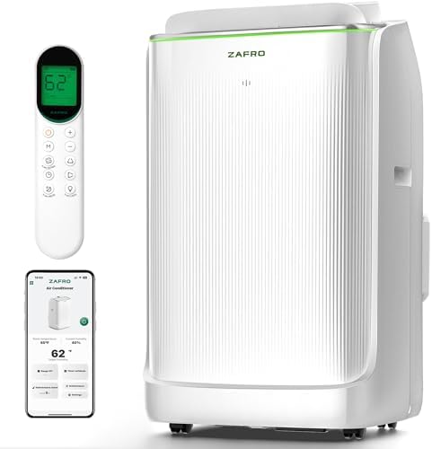ZAFRO 16,000 BTU (12,000 BTU SACC) Portable Air Conditioners, Ultra Quiet(42dB) Dual Duct Smart AC with Drainage-free Cooling/24Hrs Timer/APP/Remote/Cool, Fan & Dehumidifier Modes for Indoor Rooms