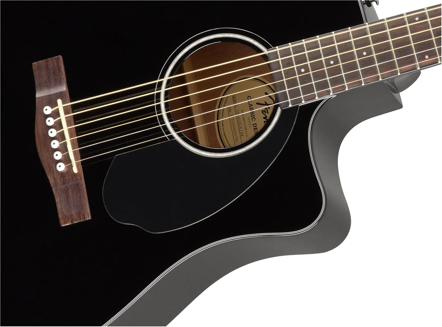 Fender Solid Top Dreadnought Acoustic-Electric Guitar, Walnut Fingerboard - Black, CD-60SCE