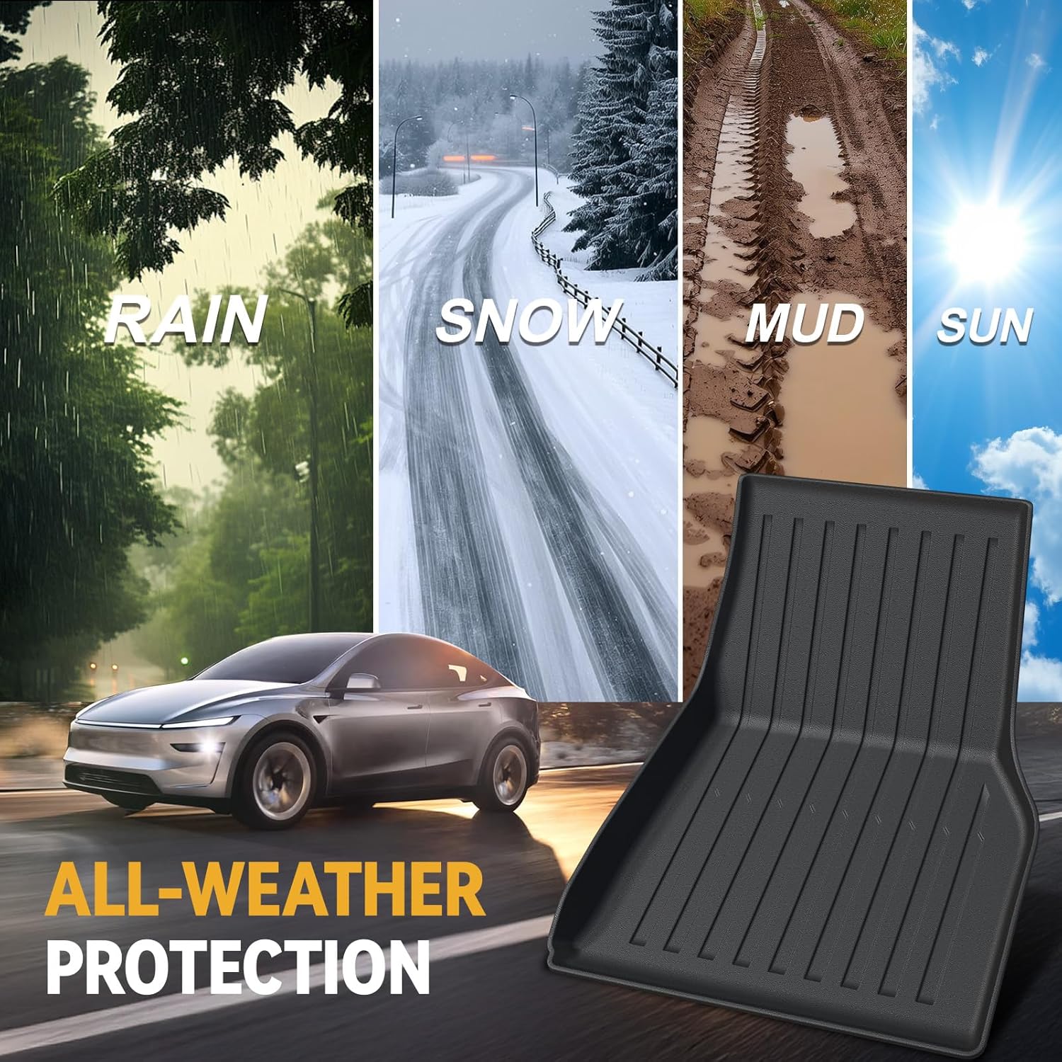 Floor Mats for 2026 2025 Tesla Model Y Juniper, Full Coverage All Weather Floor Mat Cargo Liner Trunk Mat Frunk Backrest Mats Accessories (Not fit Standard)