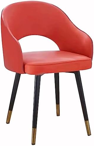 WKWKW Kitchen Kitchen Dining Chairs Wear Resistant Leather Modern Living Dining Room Accent Arm Chairs Carbon Steel Legs Office Lounge Chair(Orange red)