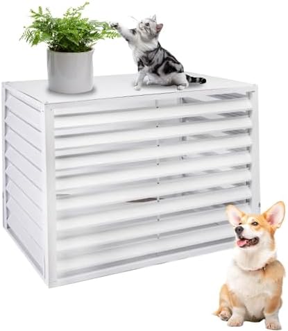 Aluminum Ac Unit Covers Outdoor, Fence Panels for Air Conditioners Trash Bins, Anti Theft, Noise Reduction, Adapt to All Weather(White,2 3P)