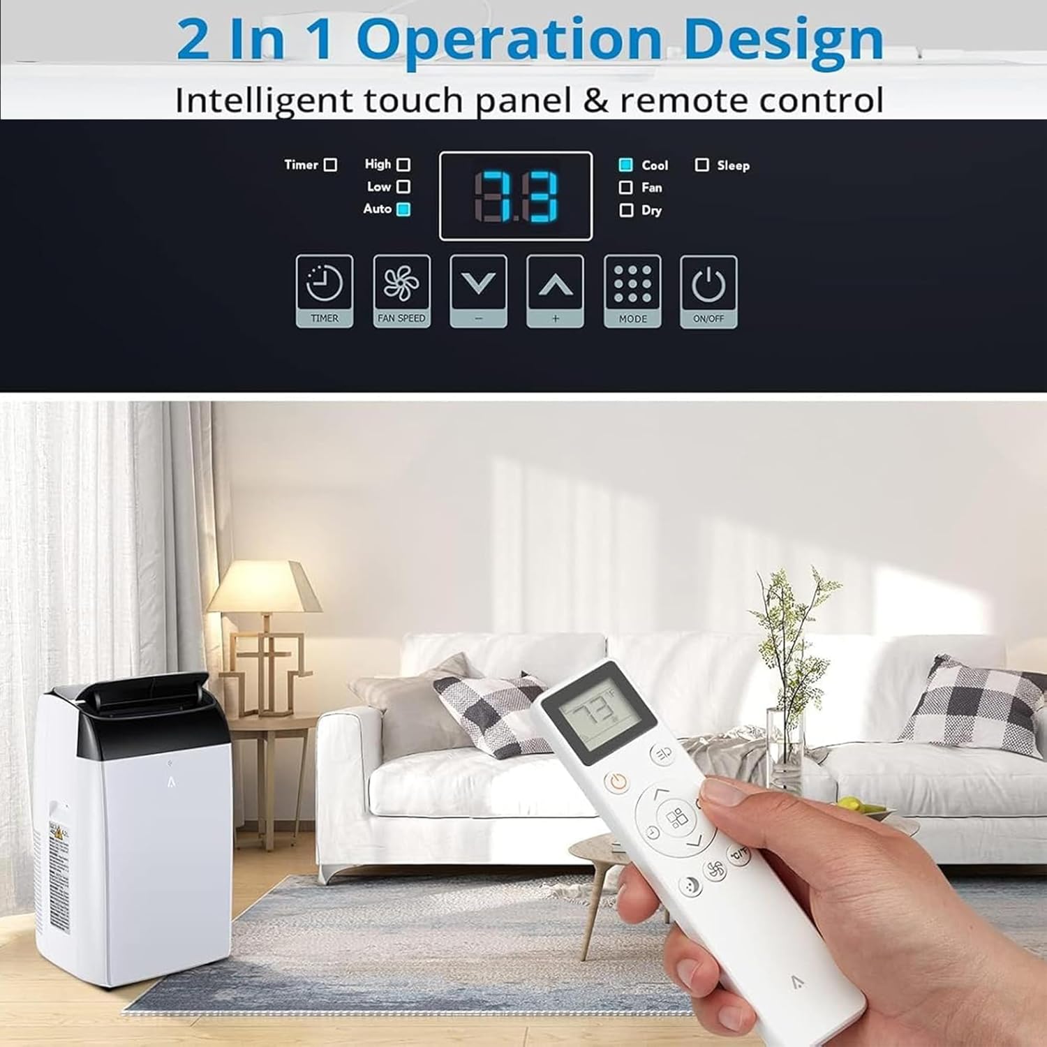 Portable Air Conditioner 14,000 BTU, AC Unit portable Cools up to 750 Sq.Ft, LED Touch Panel/Remote Control/Installation Kits, 3 Speed, Auto Swing, 24H Timer, Quite Air Conditioners for Large Room