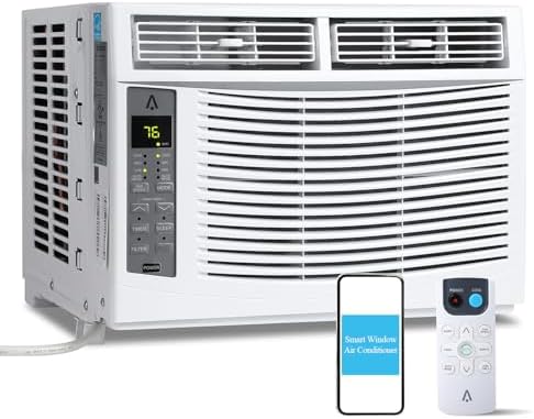 Window Air Conditioner 6000 BTU, Smart Window Air Conditioner AC Unit with Remote/App Control, Cools 250 Sq.ft,110-115V Window Fan for Living Bed Room