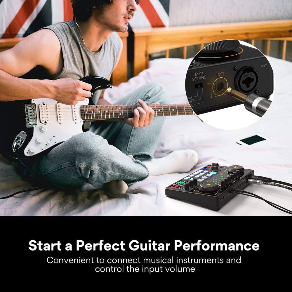 MAONO Audio Interface, MaonoCaster 10-Channel Podcast mixer with Pro-preamp, 48V Phantom Power, Bluetooth, 11 Customize sound pads for Recording, Streaming, Youtube, TikTok, PC, Guitar (AME2)