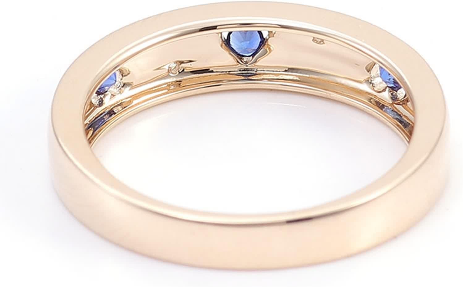 Heart Engagement Rings for Women, Promise Ring Lab Created Sapphire Band Yellow Gold Birthday Gift for Her