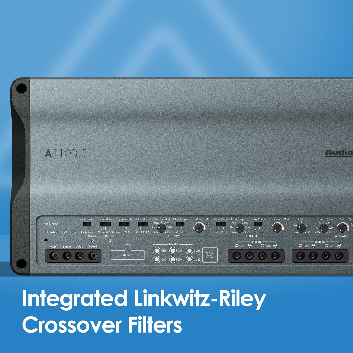 AudioControl A1100.5 Altitude 1100 Watt RMS 5-Channel Car Audio Amplifier, Class D, Valet Mode, ParaBASS, High/Low Level Inputs, Crossover, Subsonic Filter, EV Compliant