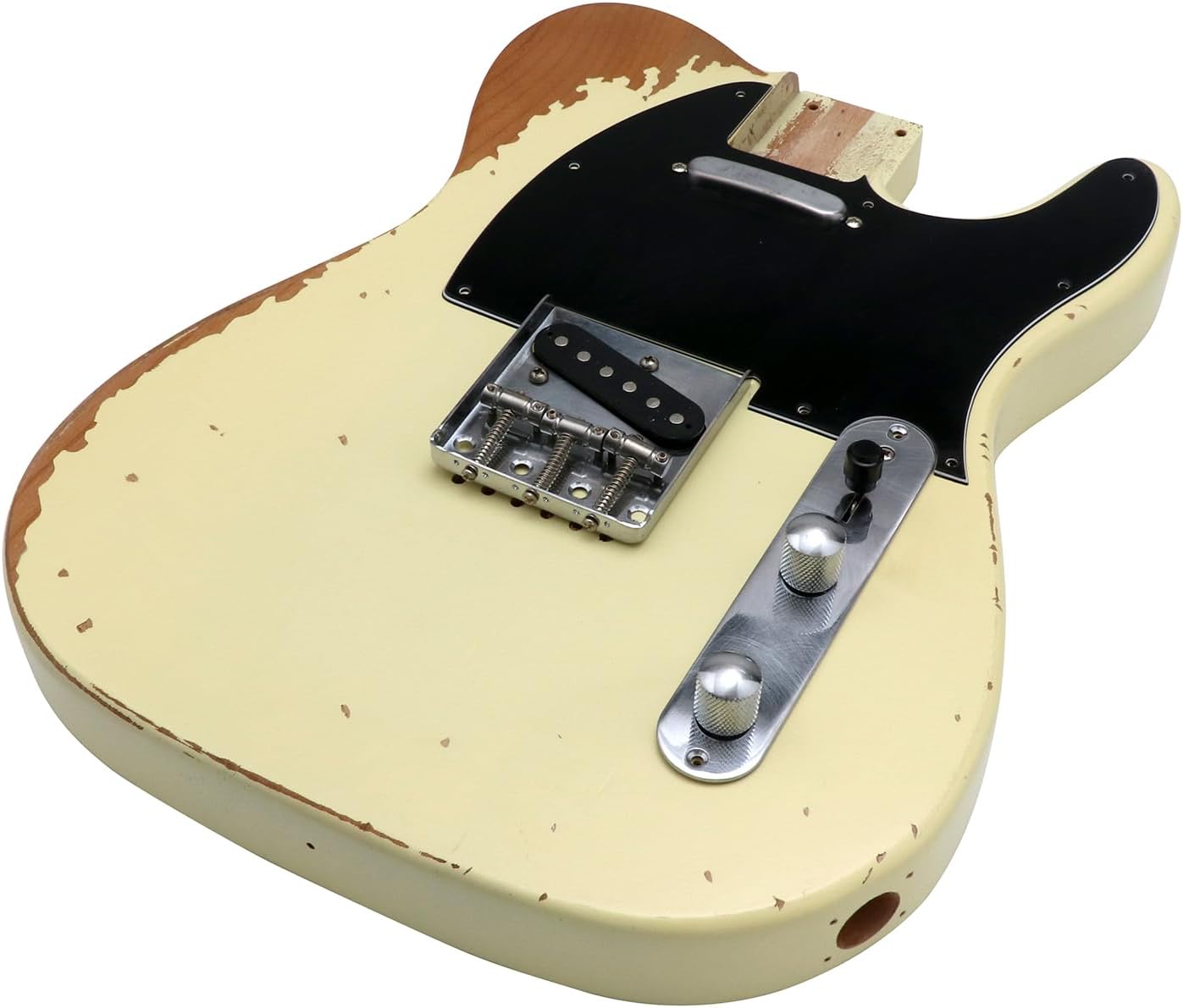 Sunsmile DIY Electric Guitar Kit TL Style Heavy Relic Aged Vintage with Alder Body Roast Maple Neck and Fingerboard S-S 6 String Build Your Own Guitar Relic Cream.