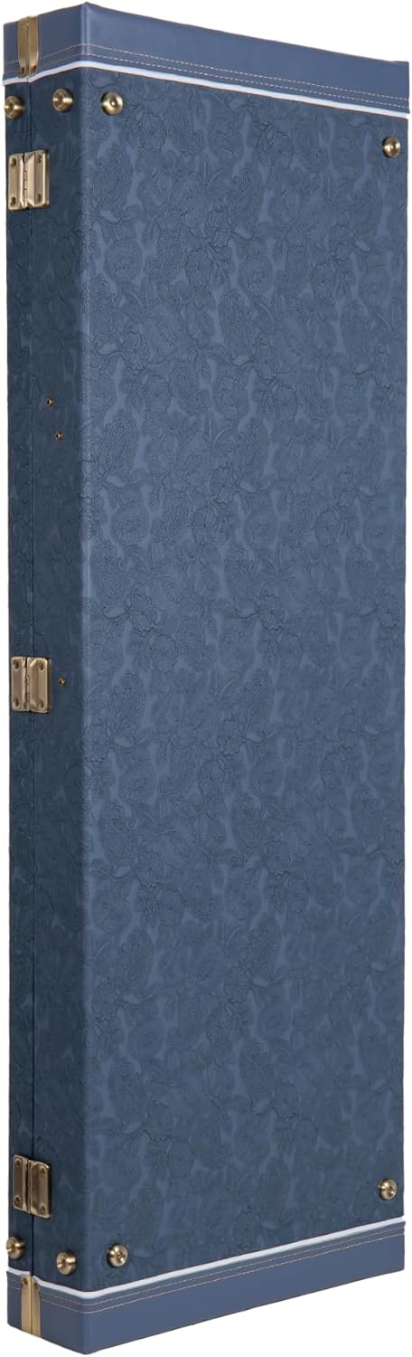 Crossrock Relief Series Electric Guitar Case for Strat & Tele | Carved Smoke Blue Finish, Monochrome Blue Velvet Interior, Lock (CRW630ESB)