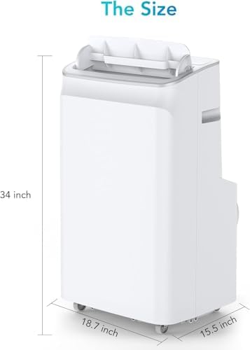 Ultra Quiet 12000 BTU Portable Air Conditioner 3-in-1 Cooling Fan & Dehumidifier for Rooms Up to 550 Sq.Ft Smart Energy-Efficient Portable AC Unit with Remote 24H Timer Ideal for Home Office Dorm Apa