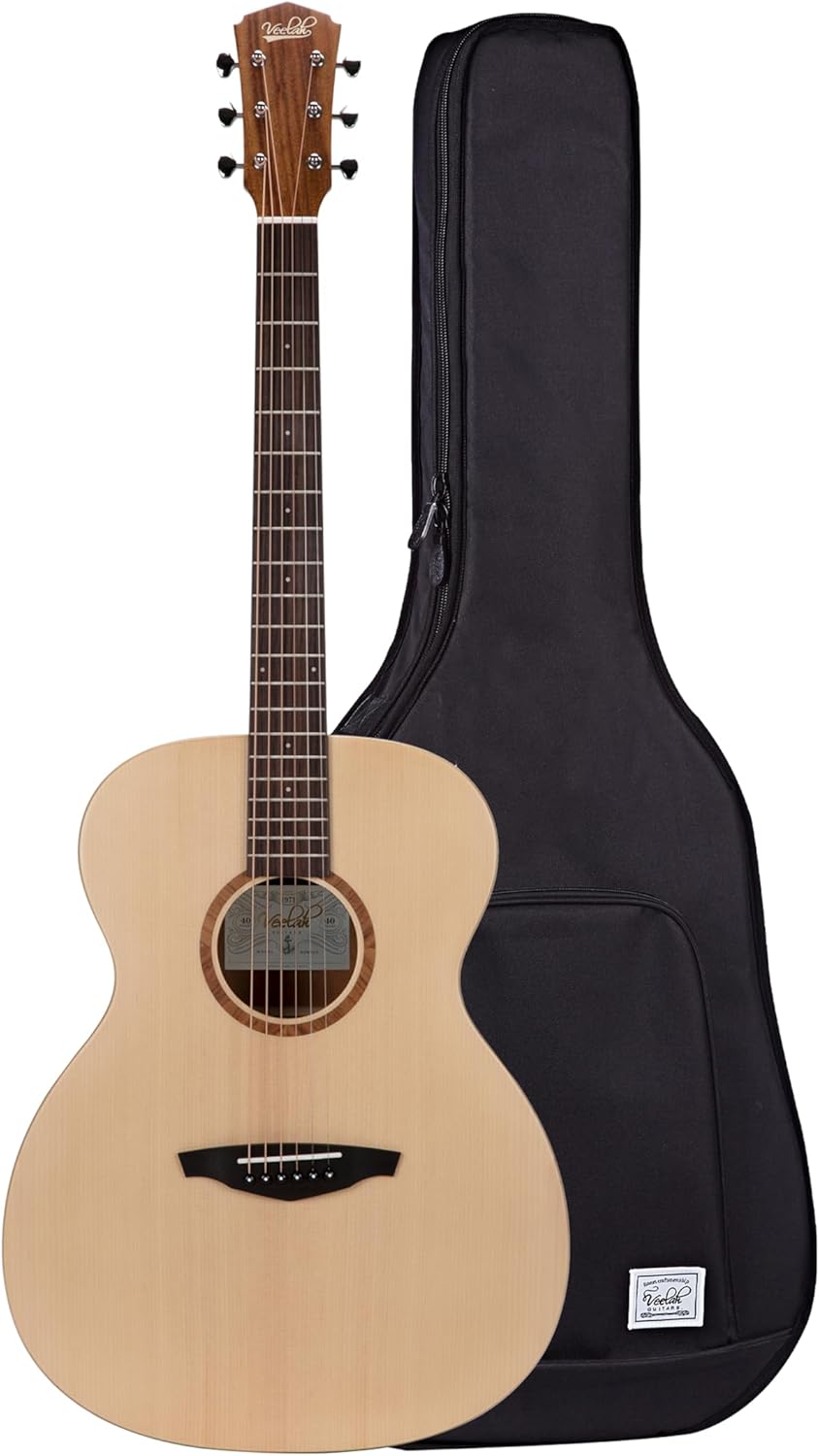 V1-OM Acoustic Guitar Solid Top OM Style Acoustic Guitar Mahogany Back and Sides with Gig Bag