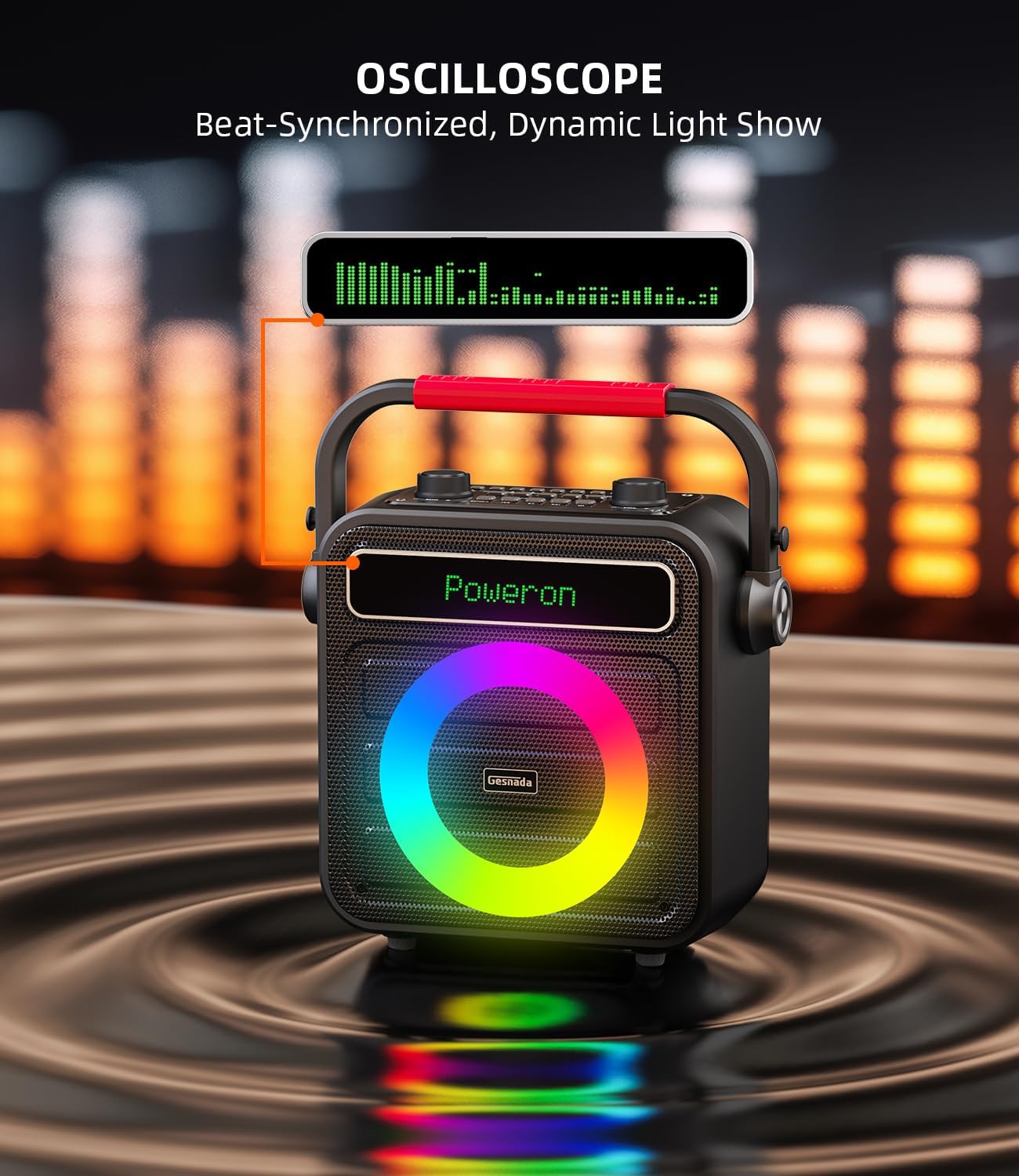 Karaoke Machine 2 Wireless Microphones, Portable Bluetooth Speaker w/PA System for Adults & Kids with LED Lights, Bass/Treble Adjustment, Supports REC/TWS/FM/AUX/USB/IF Card for Party