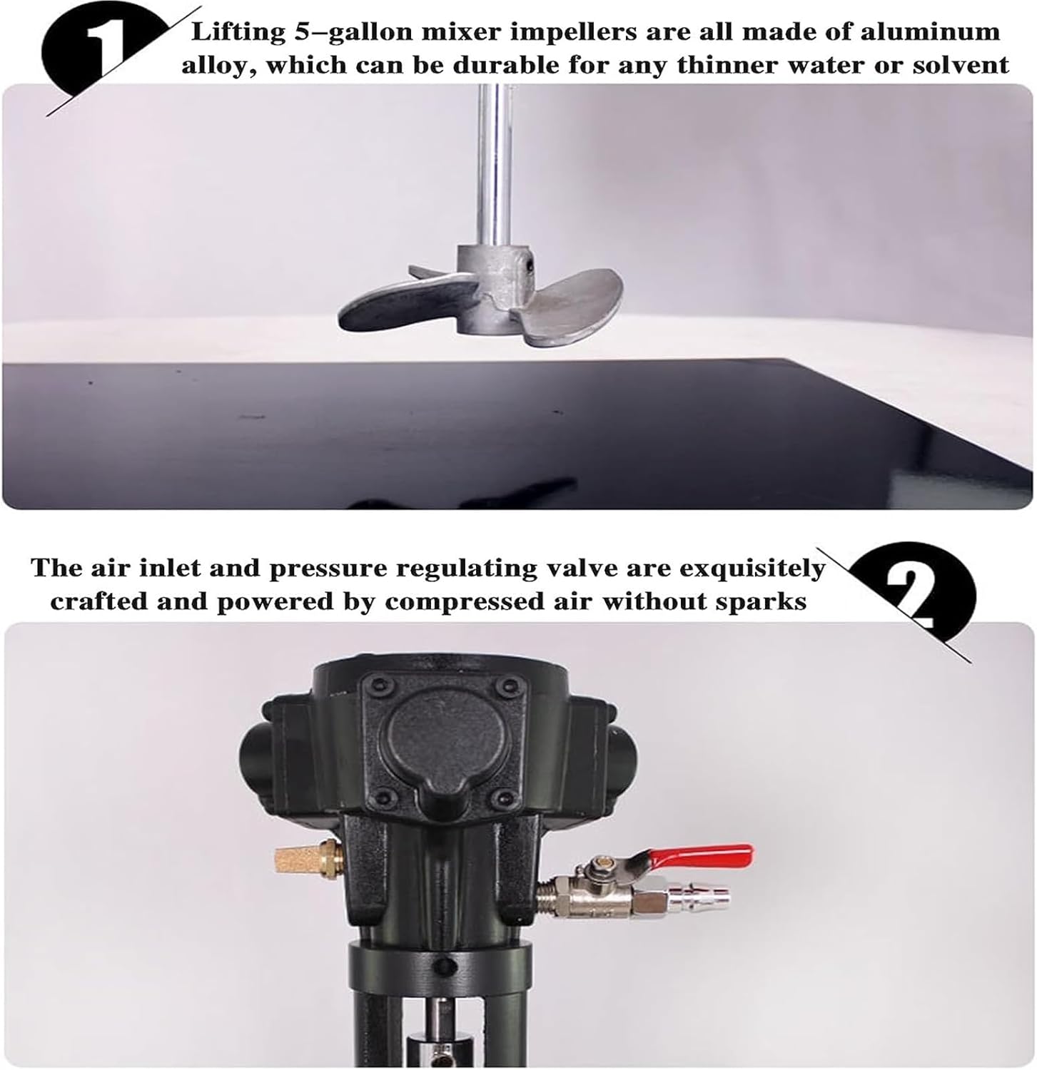 Pneumatic Paint Mixer Machine, 5 Gallon Platform Type Stirring Machine, Stainless Steel Air Mixer Machine, for Paint Coating Materials Viscous Liquid Ink Mix Tool