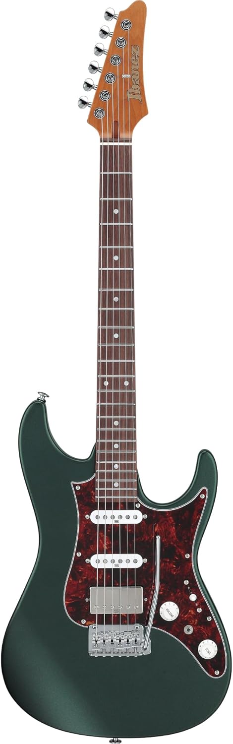 Ibanez AZ2204 Prestige 6-String Right-Handed Electric Guitar with Alder Body and Oval C S-Tech Wood Roasted Maple Neck (Ivy Green Metallic Flat)