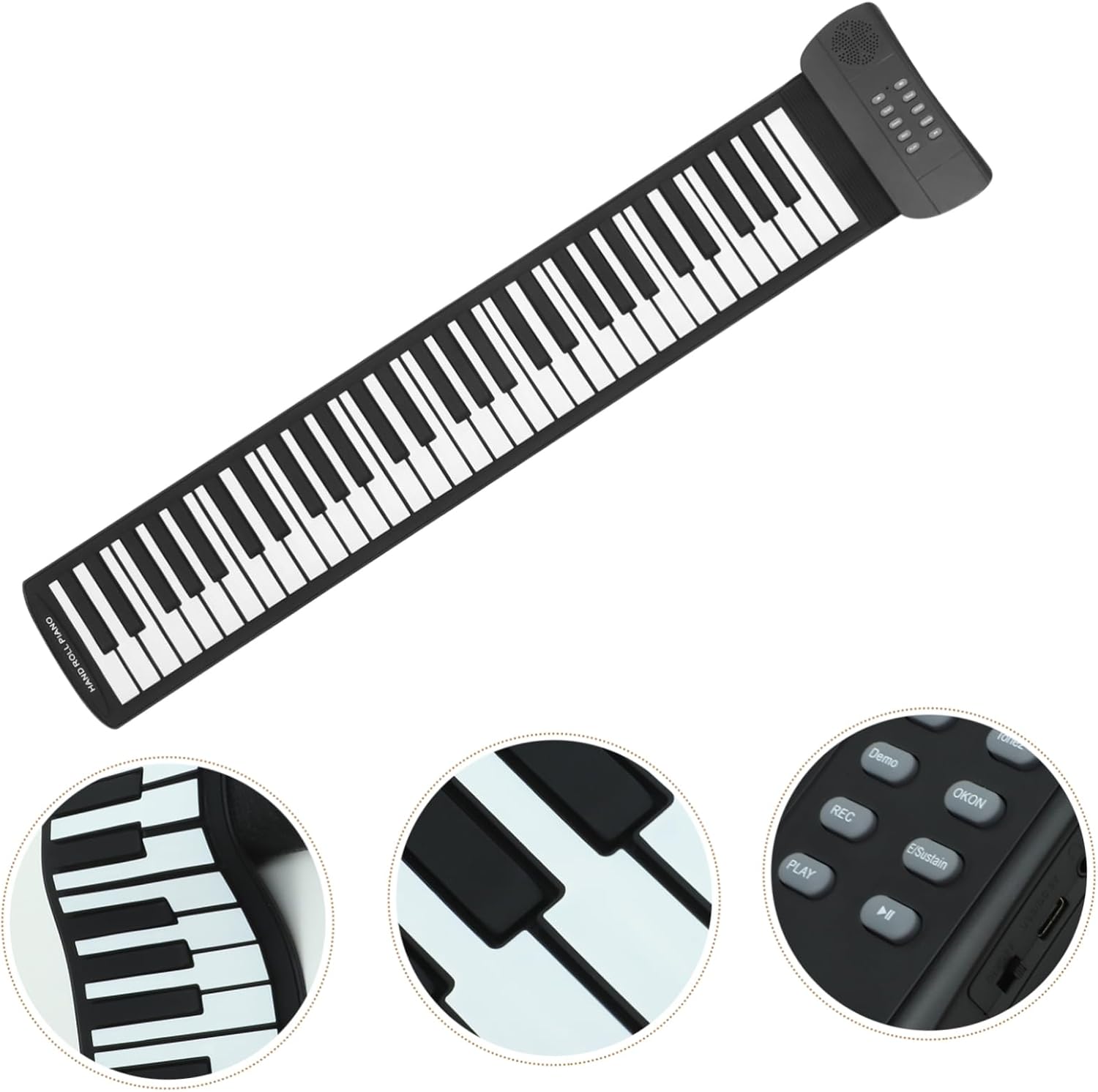 Yardwe Key Foldable Electronic Piano for Portable Hand Rolled Keyboard with Tones USB Connection Fun Music Learning and Entertainment