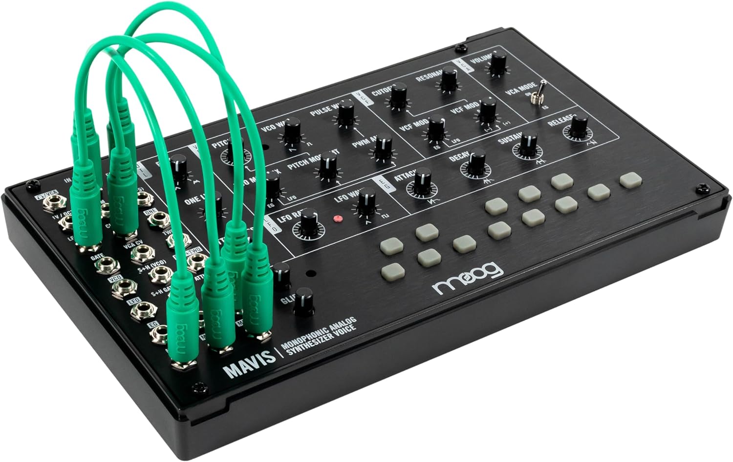 MOOG Mavis - Standalone Semi-Modular Analog Synthesizer Kit with Keyboard; Analog Oscillator, Filter, Envelope Generator; Wavefolder; and Dust Cover