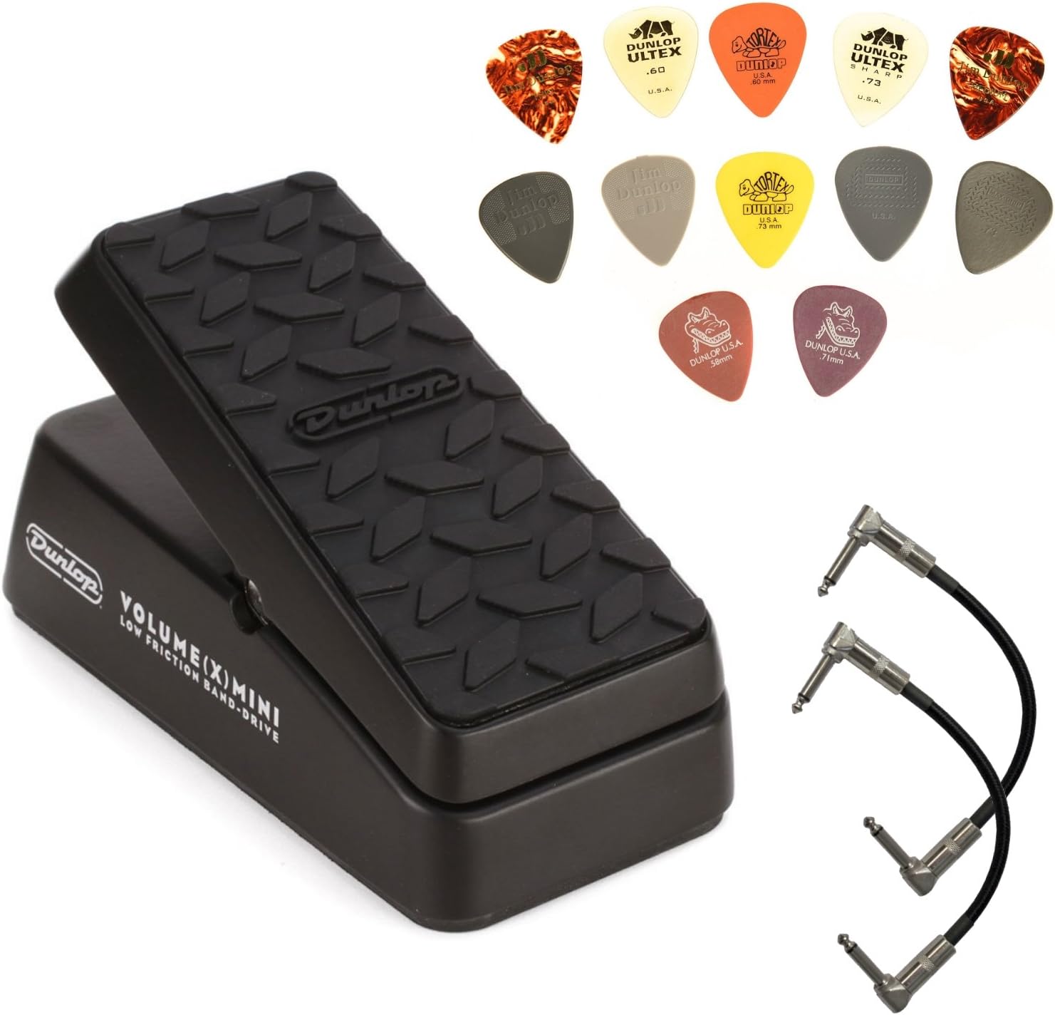 Dunlop DVP4 Volume X Mini Pedal Bundle with 2 Patch Cables and Dunlop PVP101 Pick Pack