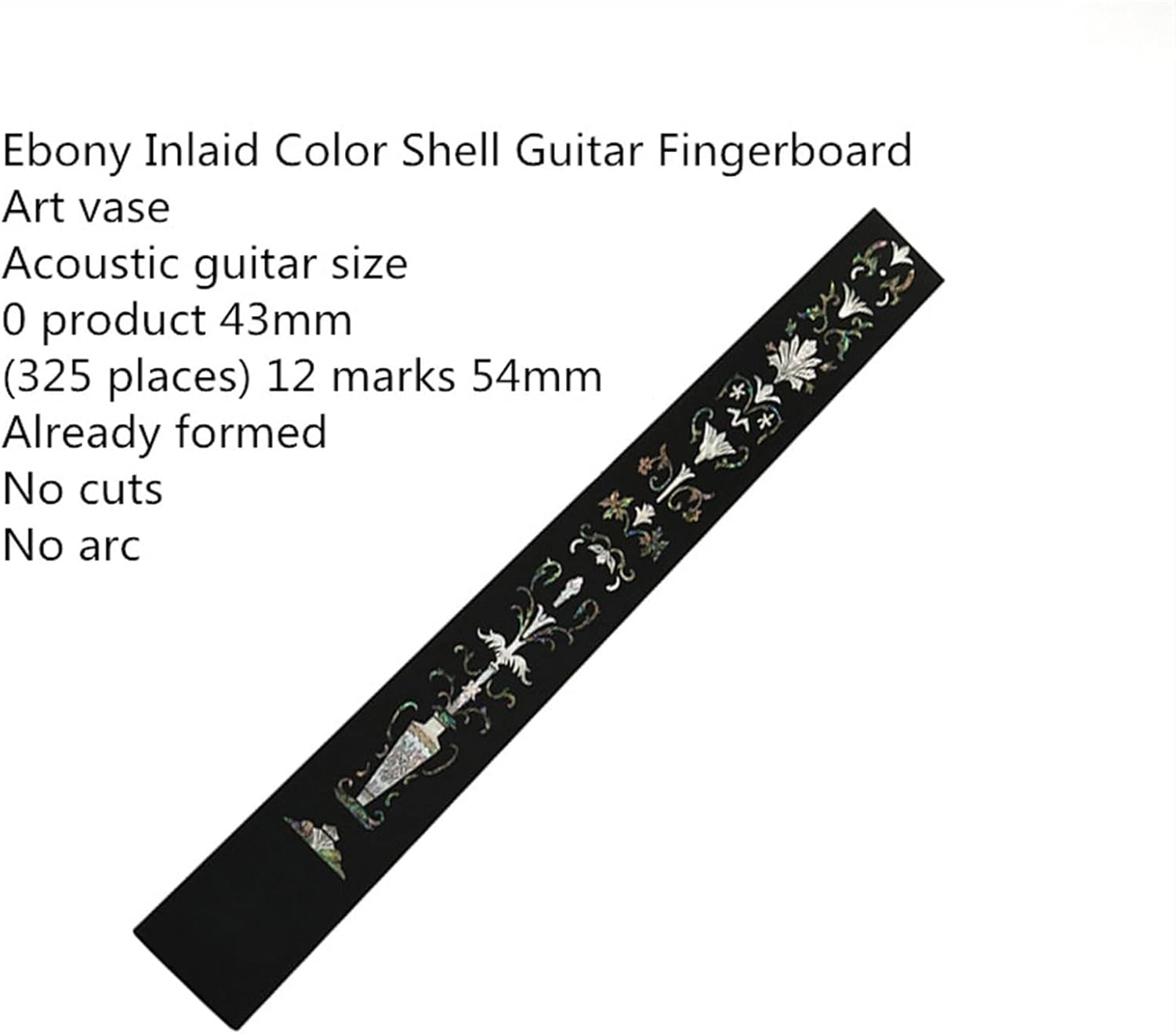ZUZU Guitar Fretboard Ebony Color Shell Mosaic Craftsmanship Classical Guitar Electric Guitar Acoustic Guitar Fretboard Unfinished Guitar Neck (Color : 1)