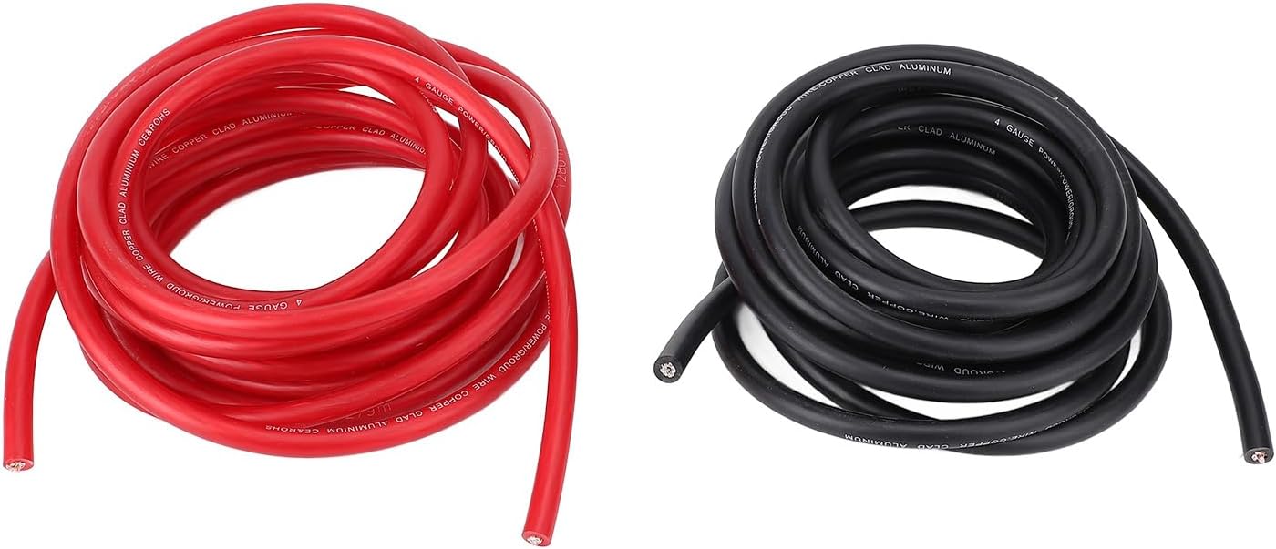 4AWG 20ft Power Cable with Line Tail Heat Shrink Tube Black Red Flexible Power Ground Wire Kit for Car Radio Speaker RV Trailer