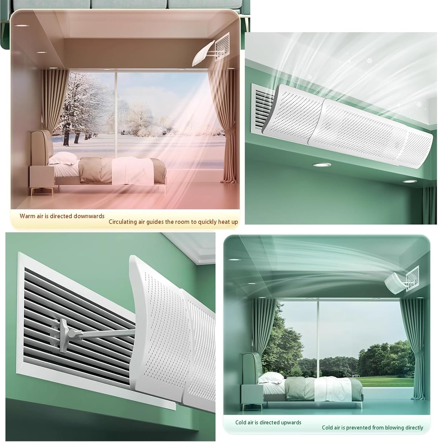 Air conditioning deflector 6 PCS Side Outlet Air Wing Baffle Wind Direction Windshield for Home Hotel Office, Adjustable Air Conditioner Deflector,Central AC Air Flow Deflector