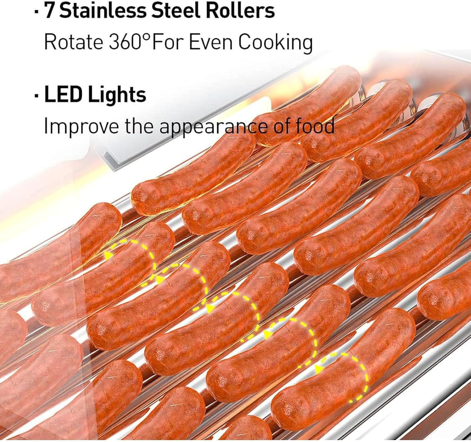 Hot Dog Roller Machine, Sausage Grill, High Power, Stainless Steel Table, Temperature Control, Suitable for Commercial and Home Use