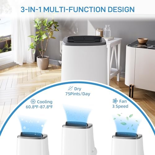 GAOMON Portable Air Conditioner 14000 BTU for Room up to 750sq.ft with Remote Control, Cooling AC Unit with Fan & Dehumidifier, Sleep Mode for Living Room, Bedroom