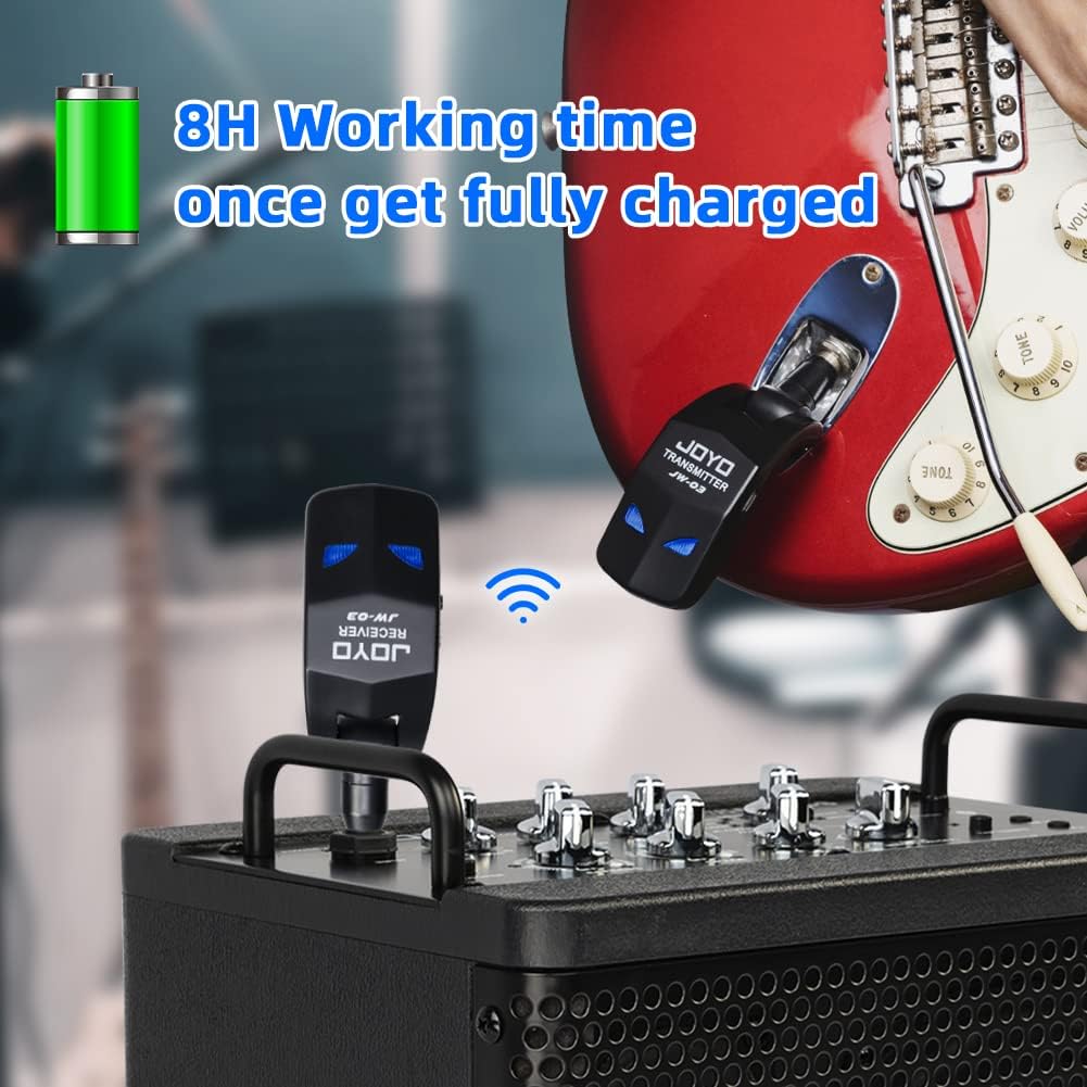 JOYO JW-03 2.4G Hz Wireless Guitar System 4 Channels and JA-02 II 5W Mini Guitar Amplifier for Electric Guitar