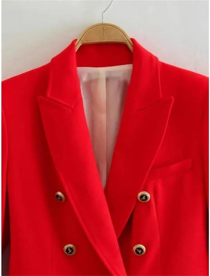 Women‘s Slim Suit Jacket European French Style Casual Double Breasted All Match Versatile