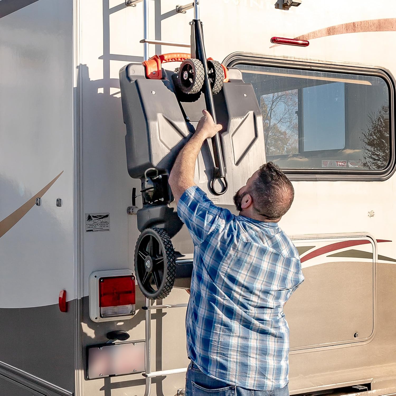 Camco Rhino Steerable Wheel Kit for 28 & 36-Gallon Rhino RV Tote Tanks - Features No-Flat Front Steerable Wheels, 24