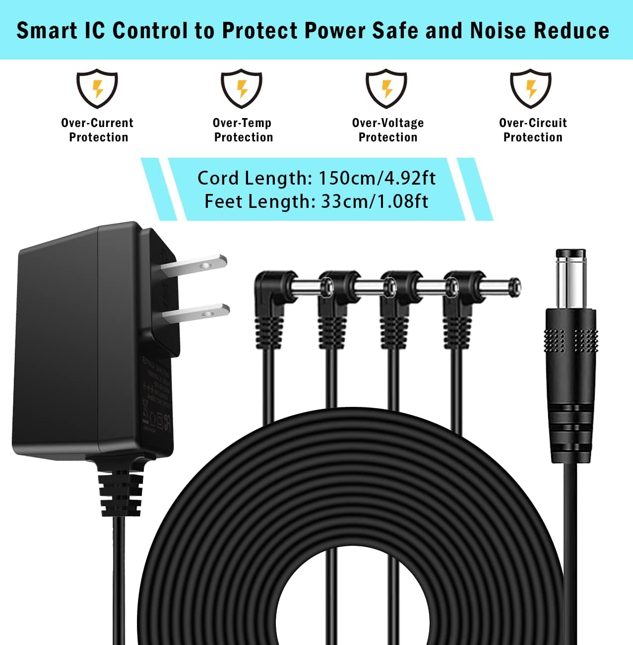 JOYO R-24 High Gain Overdrive Amplifier Simulation Guitar Pedal and DC 9V Power Supply (800mA -1A) Adapter