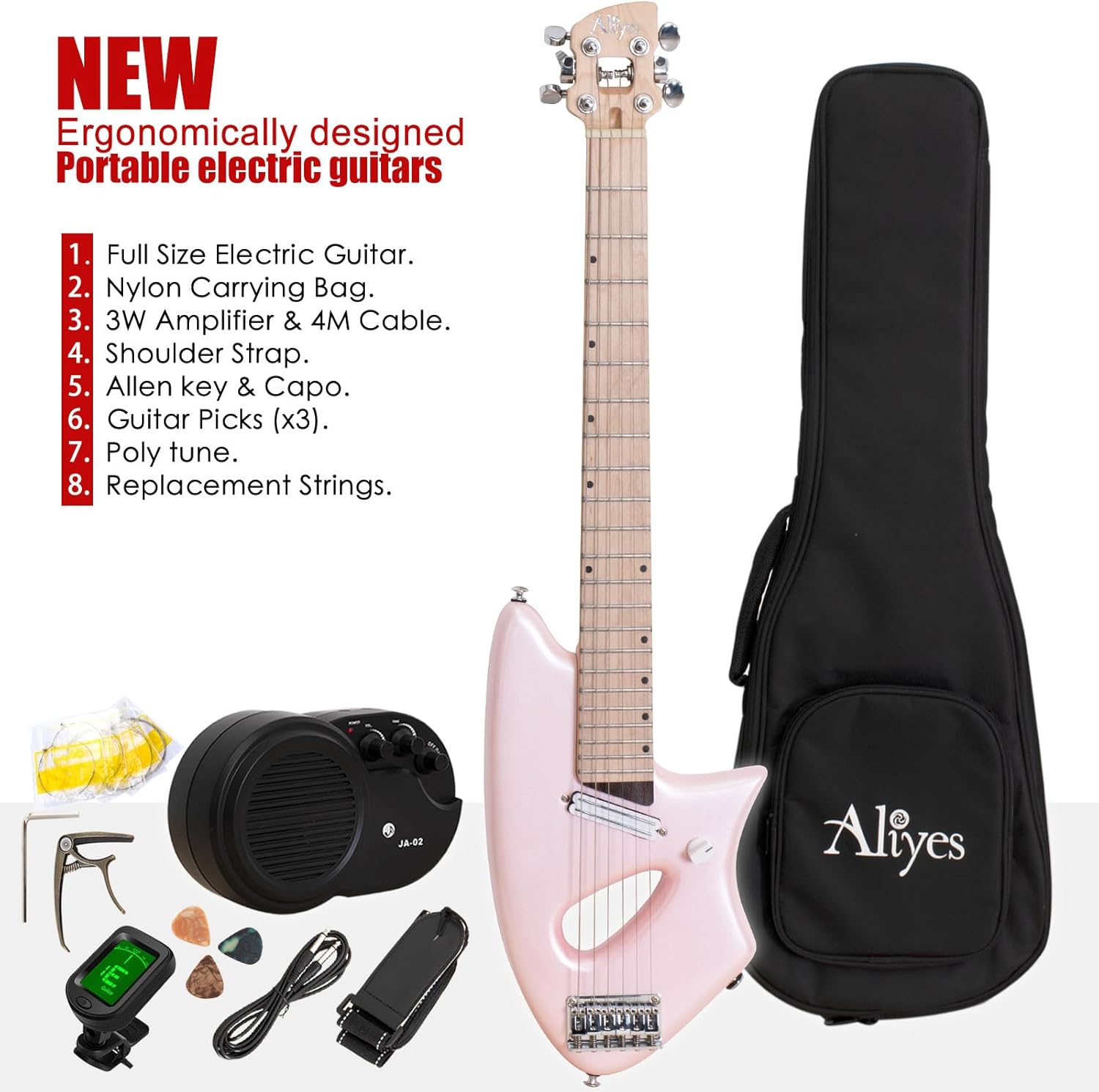 Aliyes Light Electric Guitar For Travel,Full 25 1/2