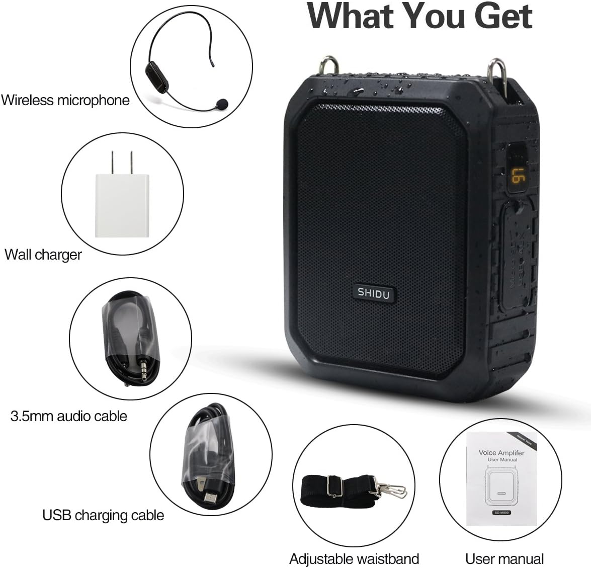 Wireless Voice Amplifier with Bluetooth 5.3 | 18W Portable PA System with Waist Clip, Waterproof Rechargeable Megaphone Microphone and Speaker for Teachers, Tour Guide, Presentation