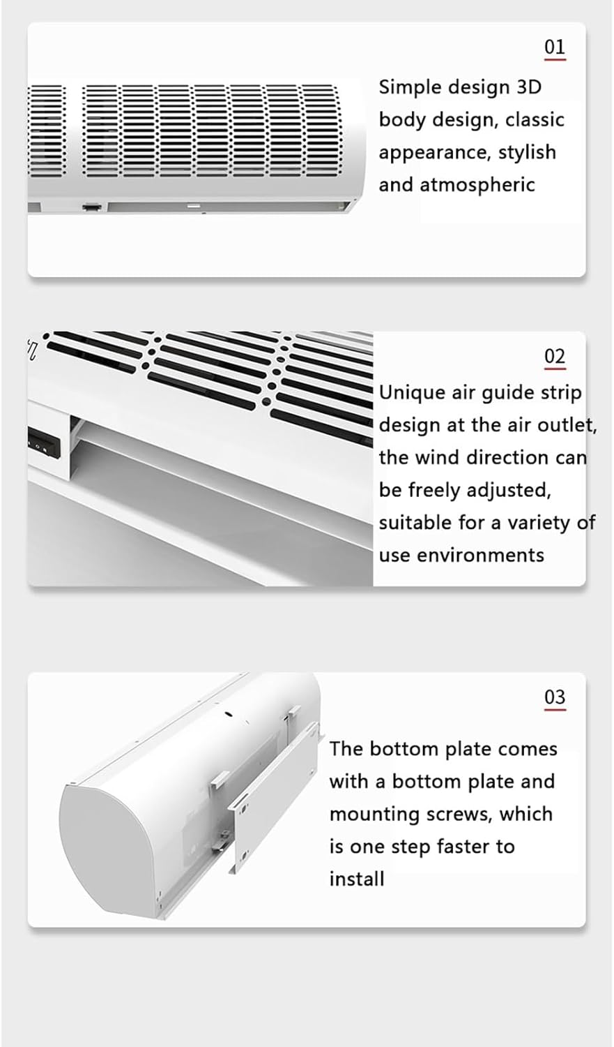 39 Inch,47inch,59inch Commercial Grade Silent Air Curtain Machine, Flexible Choice, Suitable for All Kinds of Shop Door(47.2 * 7.4inch)