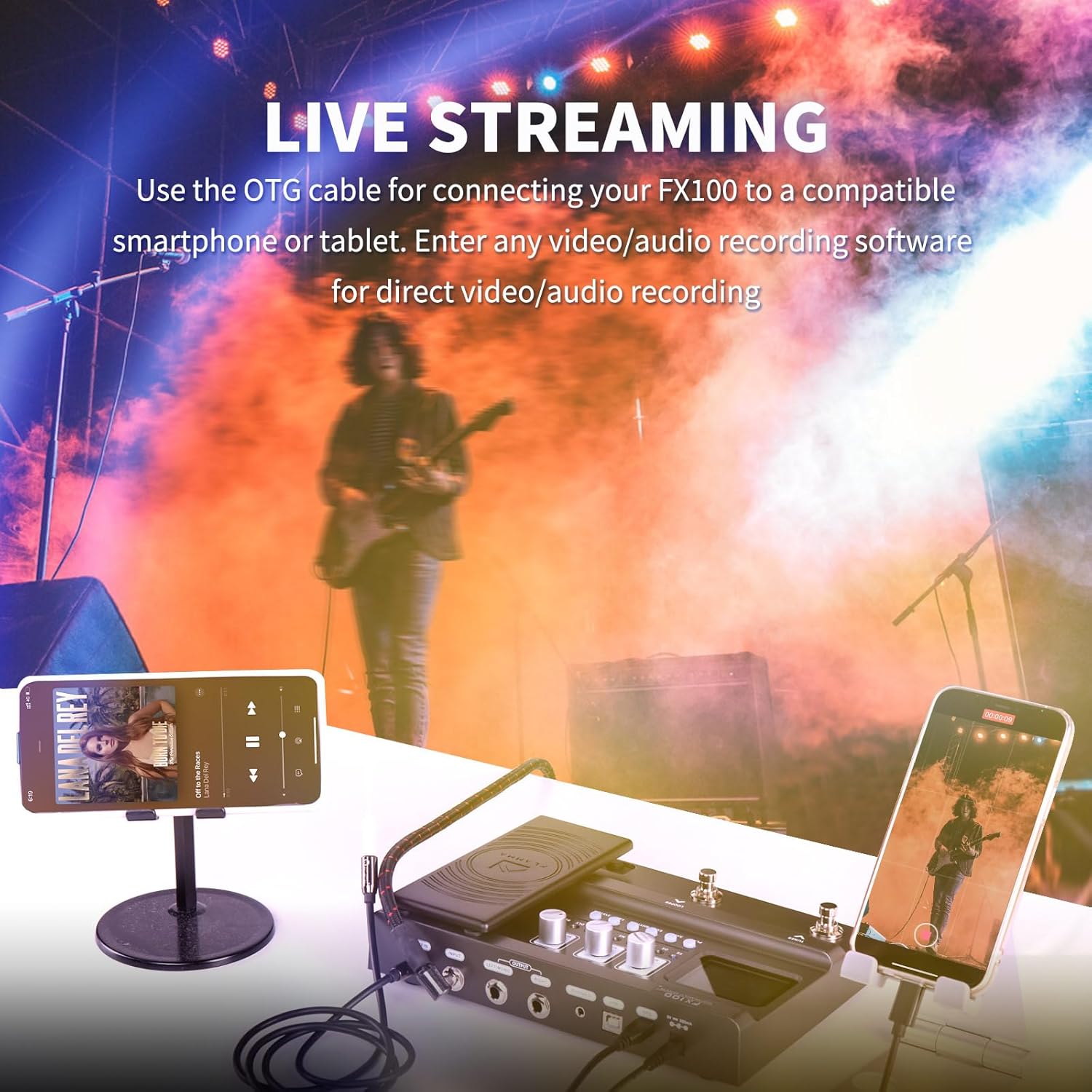 FLAMMA FX100 Guitar Multi-effects Pedal with 55 Amp Models 151 Built-in Effects 80' Looper 40 Drum Machine 10 3rd Party IR Slots Headphone OTG for Home Practice Performance Live Streaming