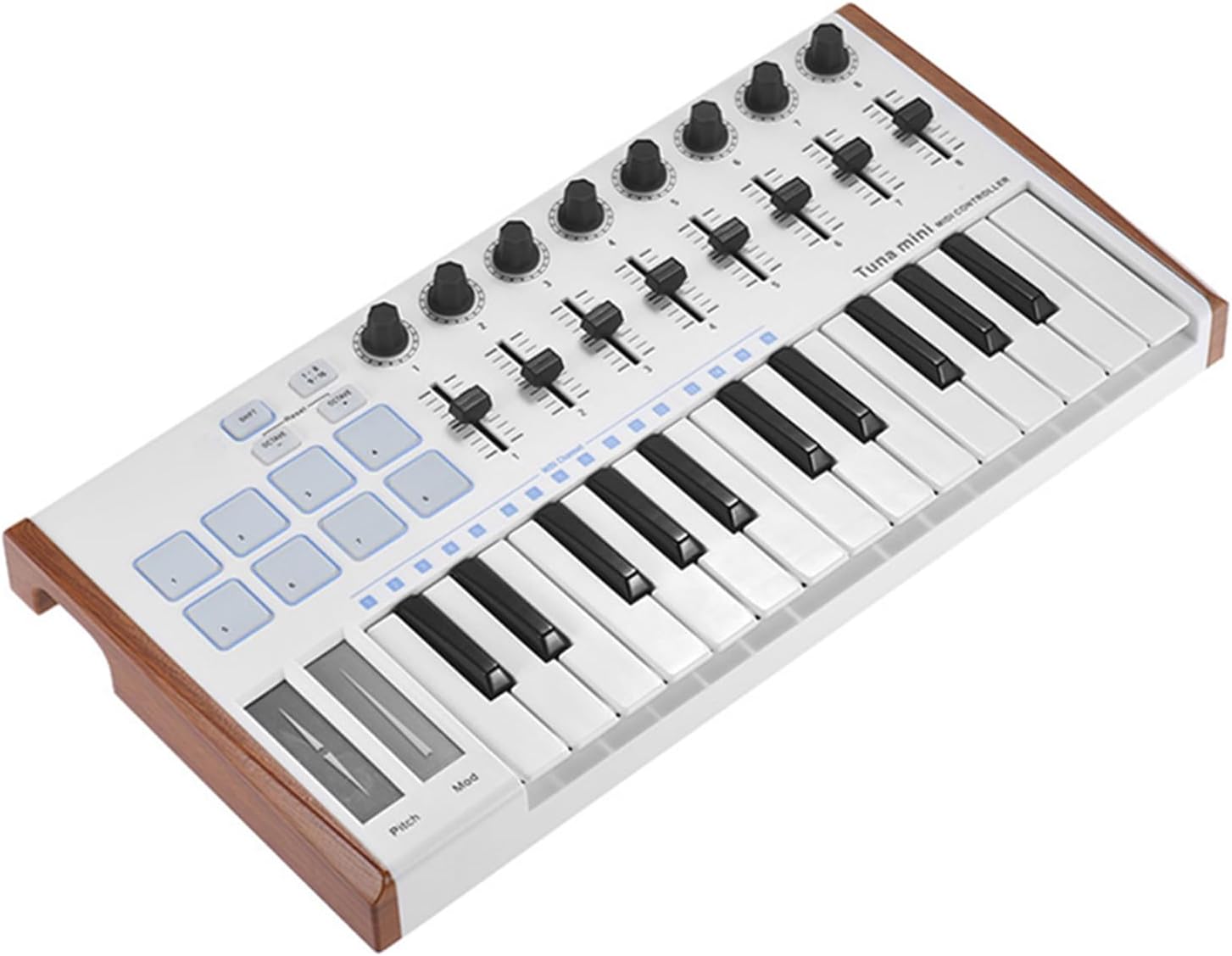 YOUTHINK 25 Key MIDI Keyboard Controller, USB Plug and Play with 8 RGB Backlit Trigger Pads, 8 Control Knobs and Sliders, for Win and Music Software