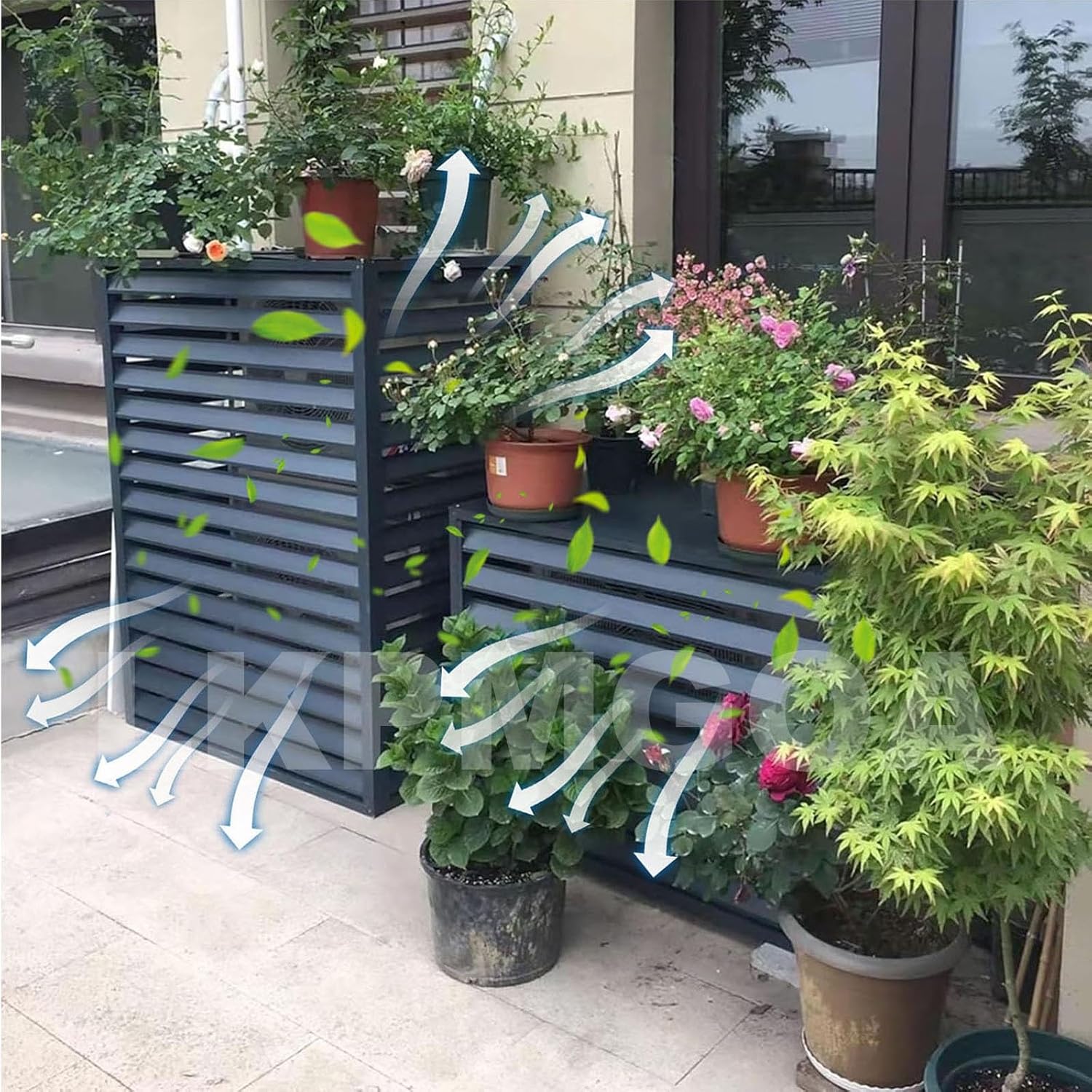 Aluminum Alloy Air Conditioner Fence, Support for Waterproof Plants, Privacy Fence, Theft Proof, Sturdy, Noise reducing(Brown,110cm)