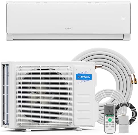 ROVSUN 11500 BTU Mini Split Air Conditioner & Heater, 17 SEER2 115V Energy Saving Inverter Ductless Wall AC Unit for Rooms up to 550 Sq. Ft with Pre-Charged Condenser, Heat Pump & Installation Kit